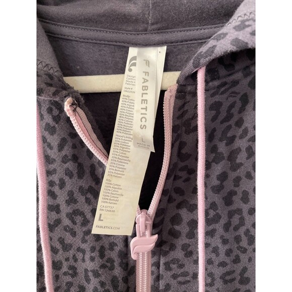 Fabletics Womens Gray Onesie Leopard Print Forever Fleece Hooded Size L - Picture 5 of 14